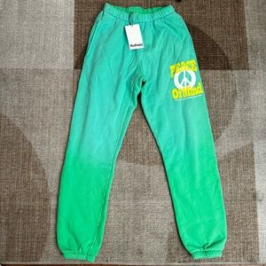 NWT MADHAPPY PEACE OF MIND GREEN OMBRÉ SWEATPANTS SZ SMALL S